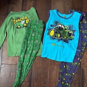 John Deere Green & Blue Tractor Pajama Set for Kids